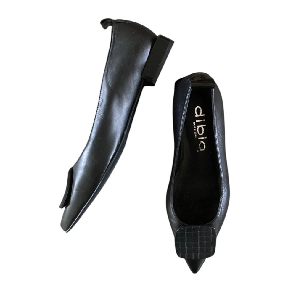 Dibia Women's Black Leather Flats Pointed Toe Architectural heel Made in Spain - Picture 4 of 12
